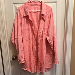 Pink Button-Up Shirt Jacket